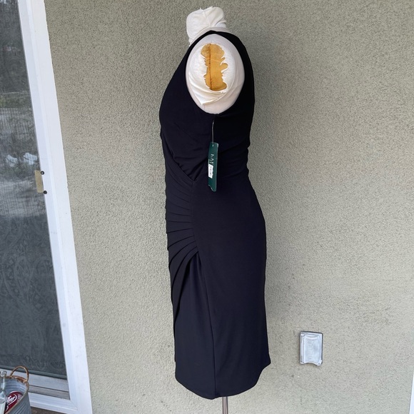 NEW Lauren by Ralph Lauren pleated black faux wrap dress - Picture 5 of 8